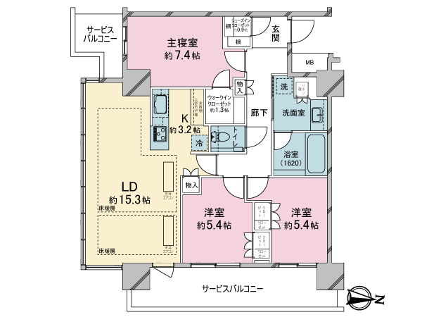 　２１階の東南角部屋！３ＬＤＫタイプ